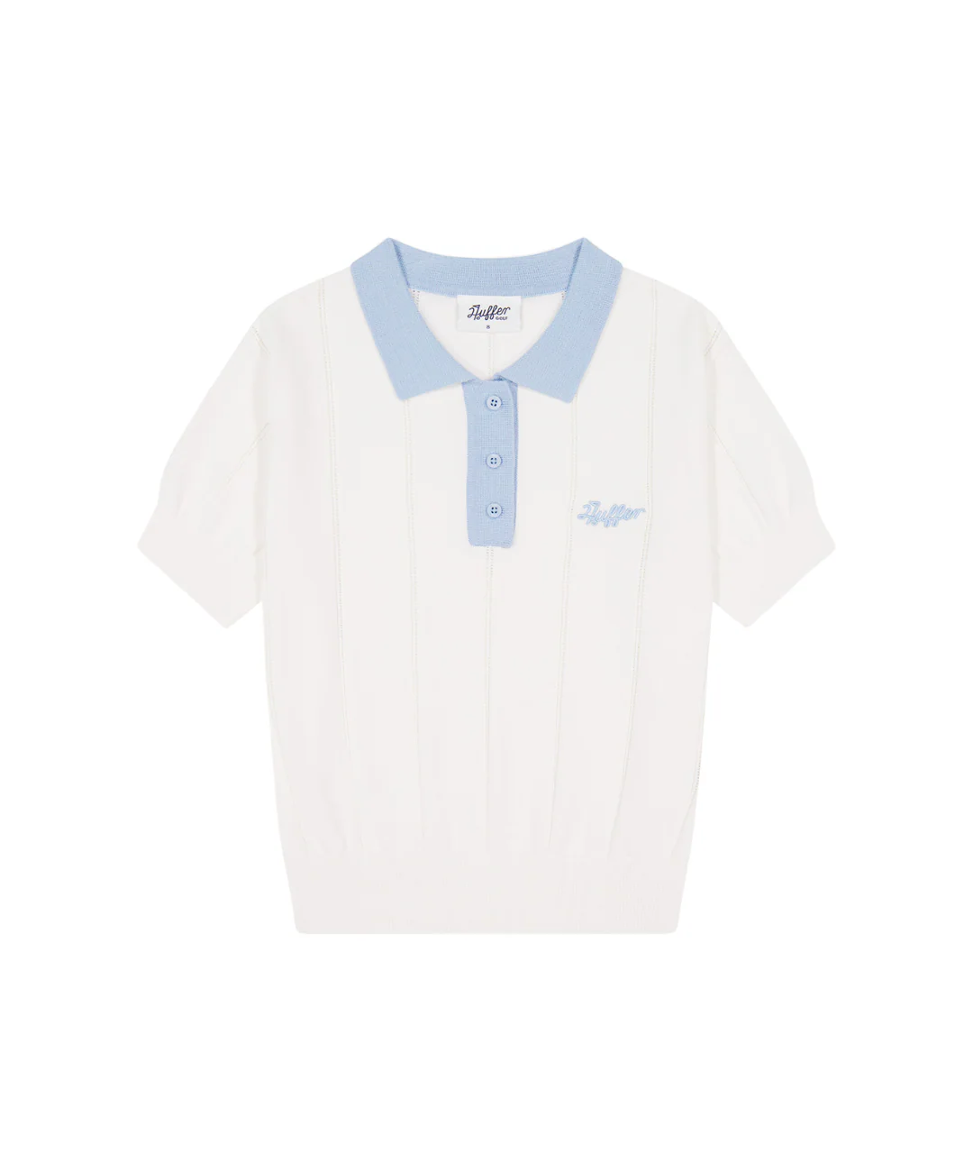 Huffer Women's Line Knit Polo - Chalk/Ice Blue