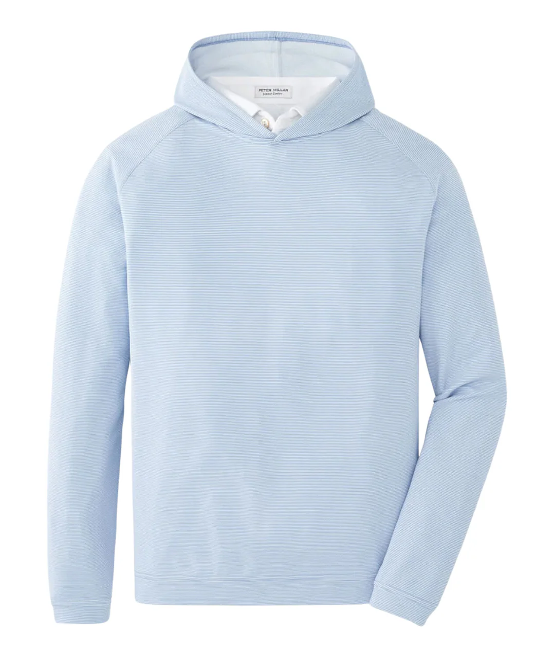 2025 Peter Millar Men's Pine Sugar Stripe Performance Hoodie - Blue/White