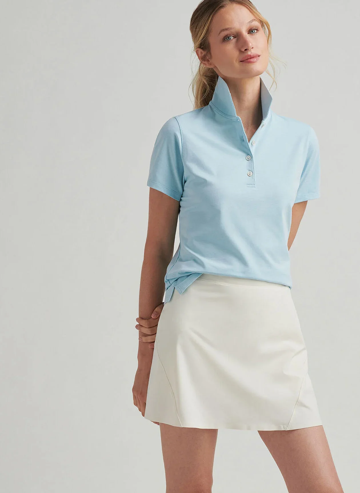 2025 Peter Millar Women's Albatross Short Sleeve Polo - Skylight