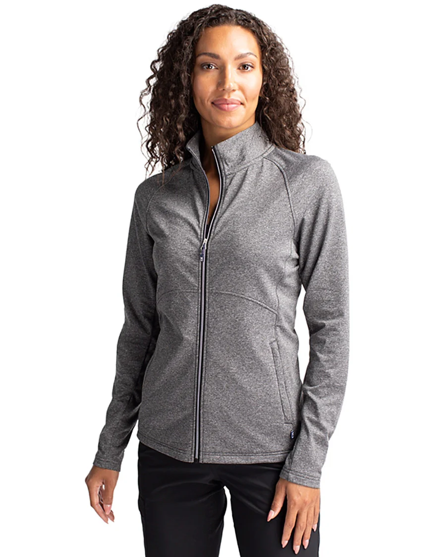 2025 Cutter & Buck Women's Adapt Eco Heather Full Zip - Black Heather