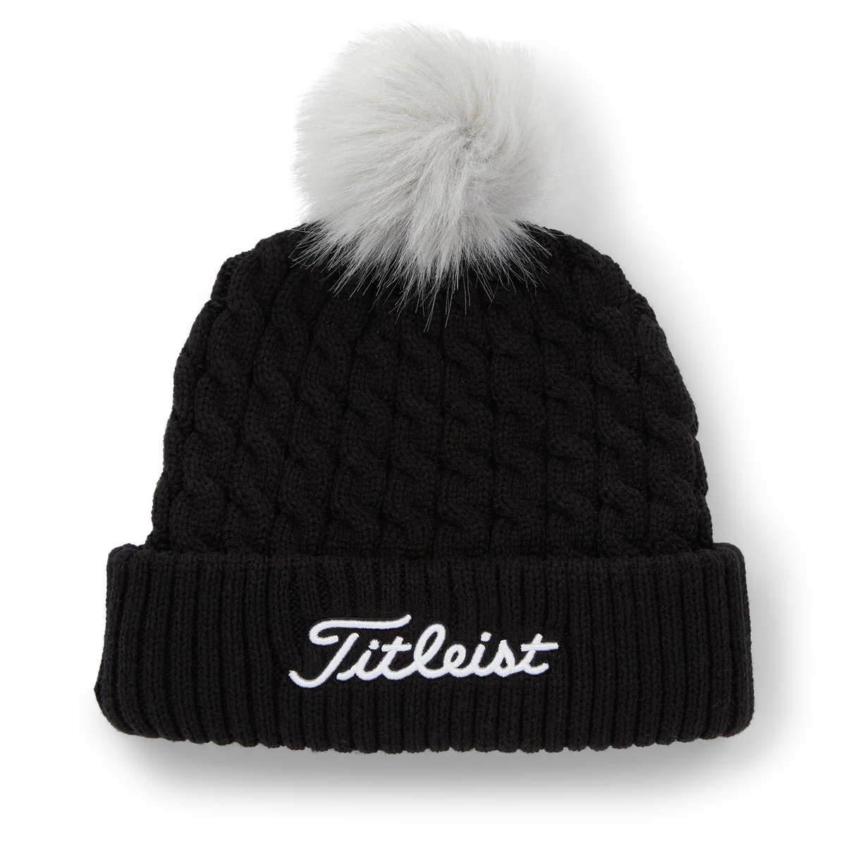 2024 Titleist Cableknit Pom Pom Beanie - Black/White