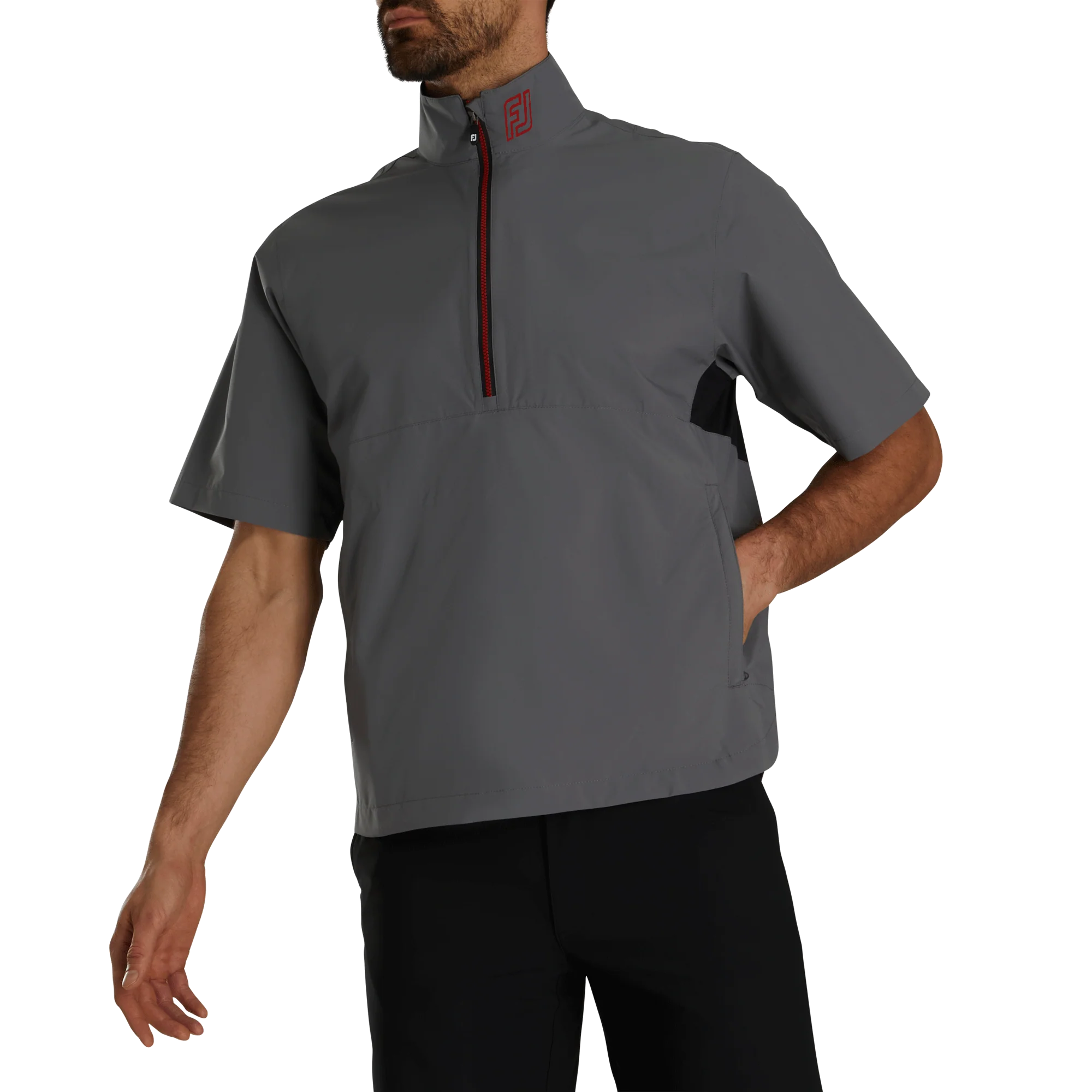 2024 FootJoy Men's Hydrolite X Short Sleeve Rain Jacket - Charcoal / Black