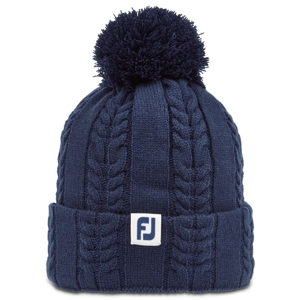 2024 FootJoy Cable Knit Bobble Hat - Navy