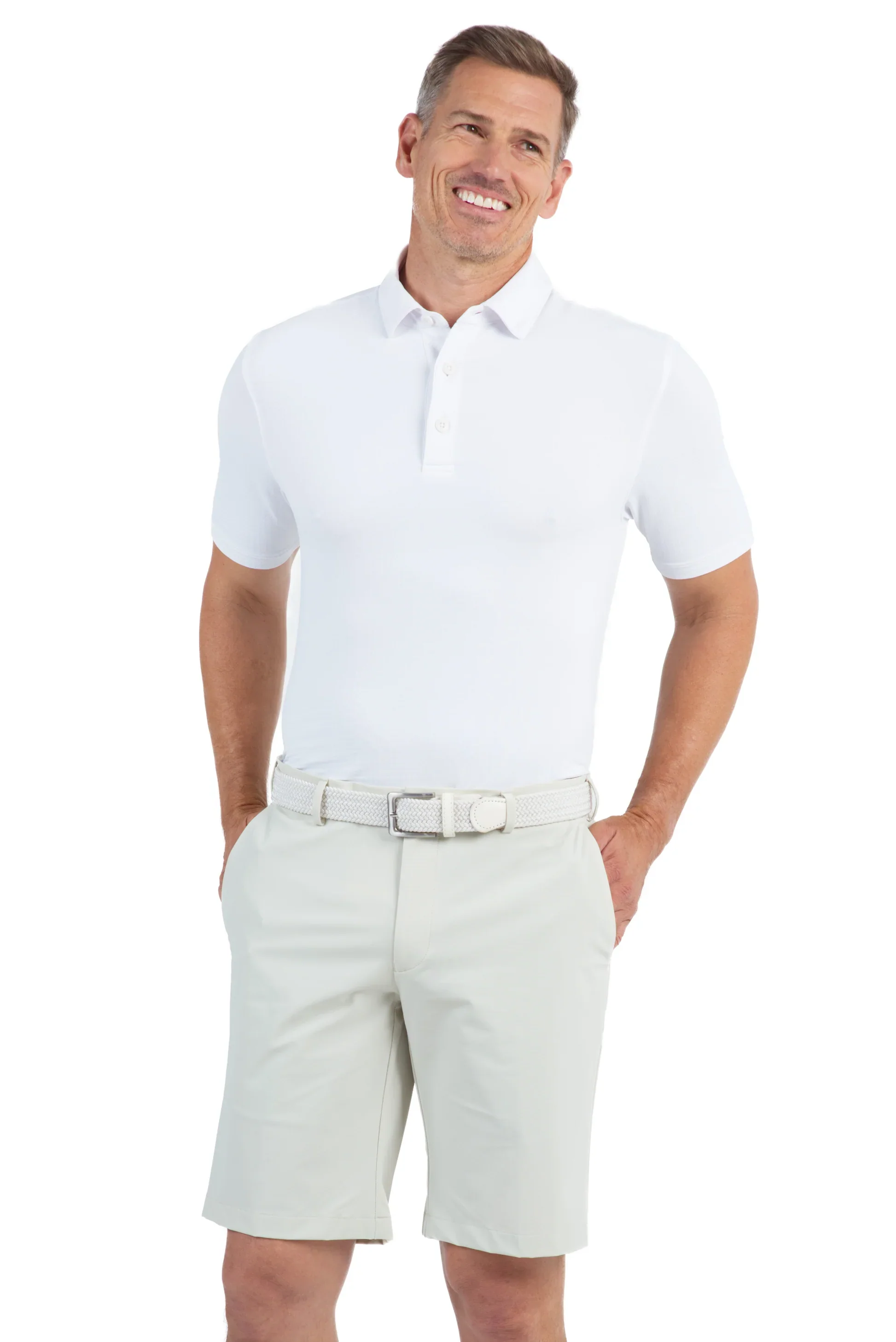 2025 IBKUL Men's Pull On Tailored Golf Shorts - Stone
