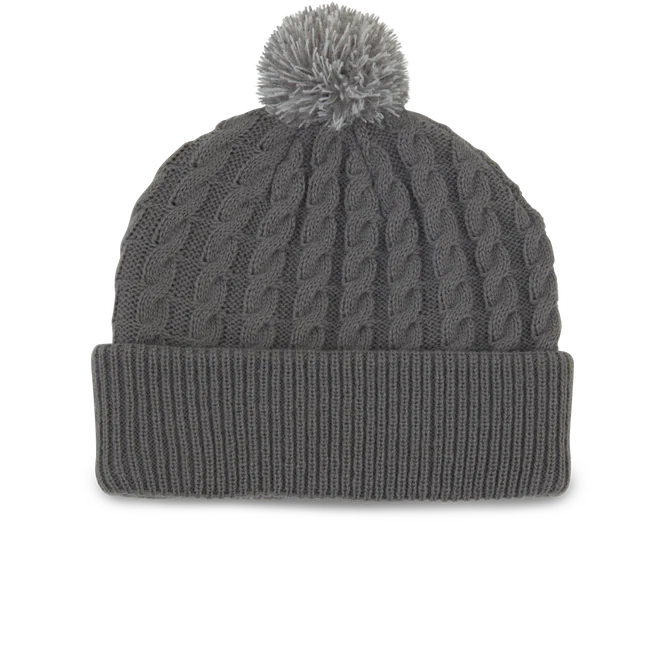 2024 Titleist Cableknit Pom Pom Beanie - Grey/White