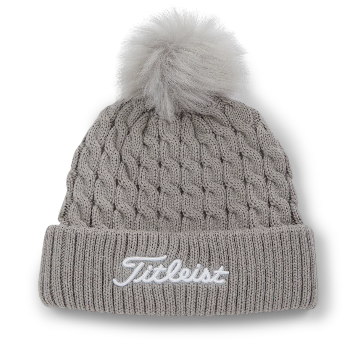 2025 Titleist Cableknit Pom Pom Beanie - Washed Indigo/White/Grey