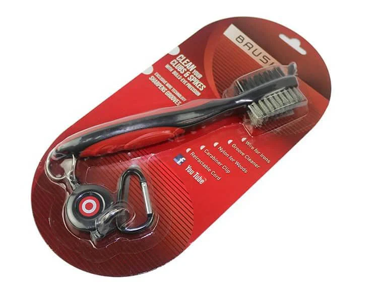 Deluxe Golf Brush with Groover and 2ft Retractor