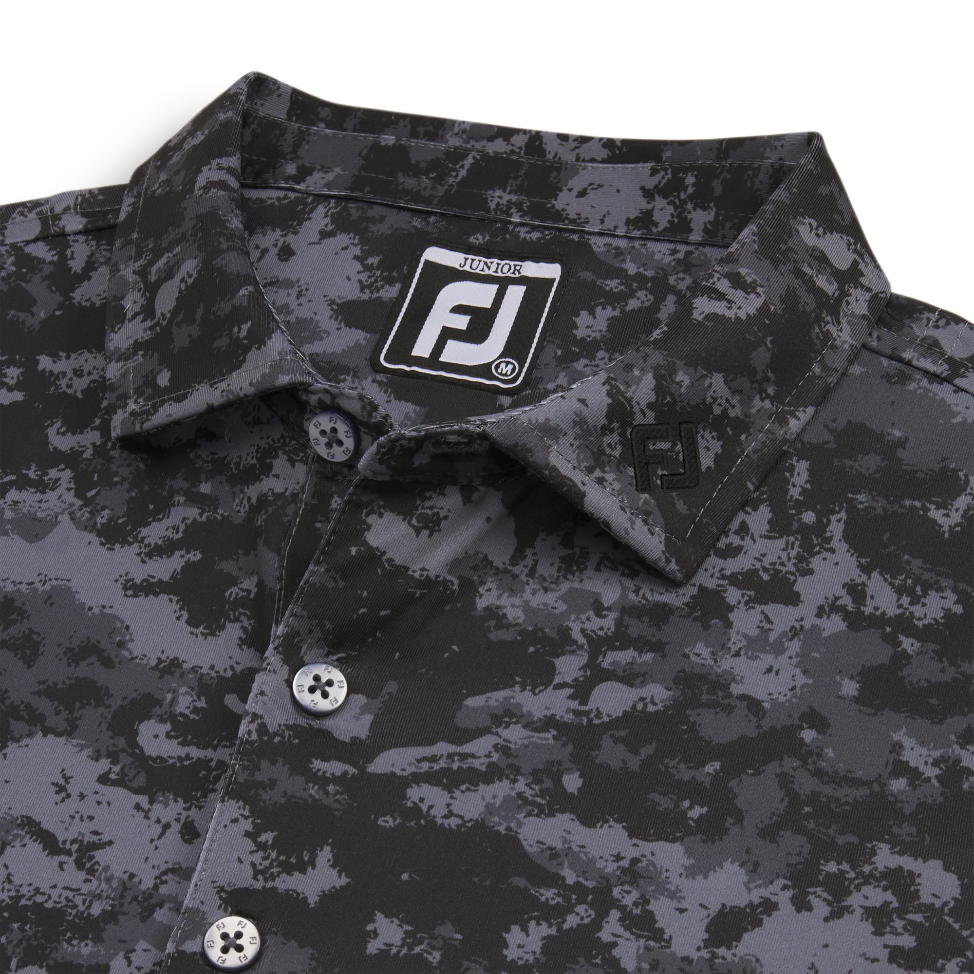 2024 FootJoy Junior Cloud Camo Self Collar Polo - Black