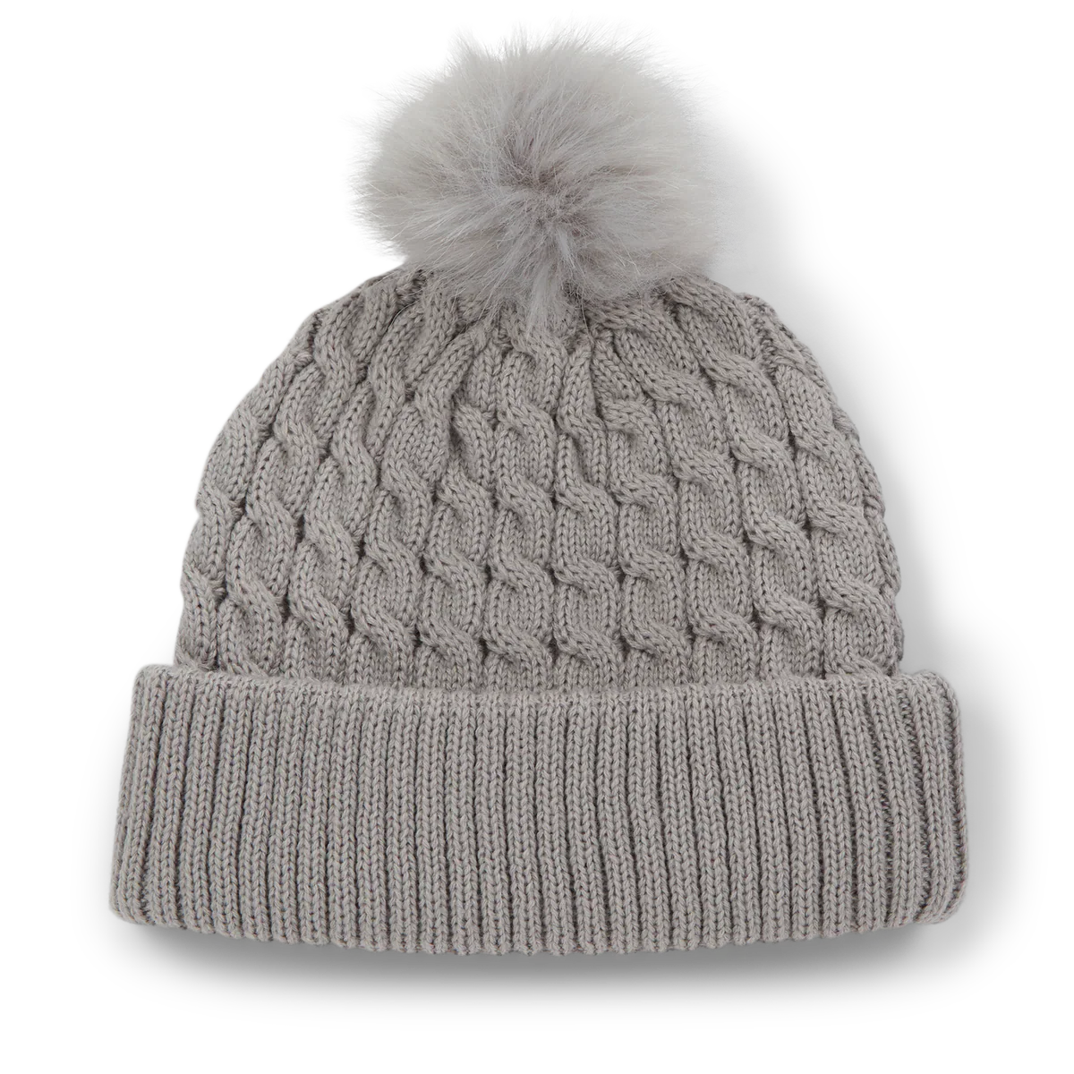 2025 Titleist Cableknit Pom Pom Beanie - Washed Indigo/White/Grey