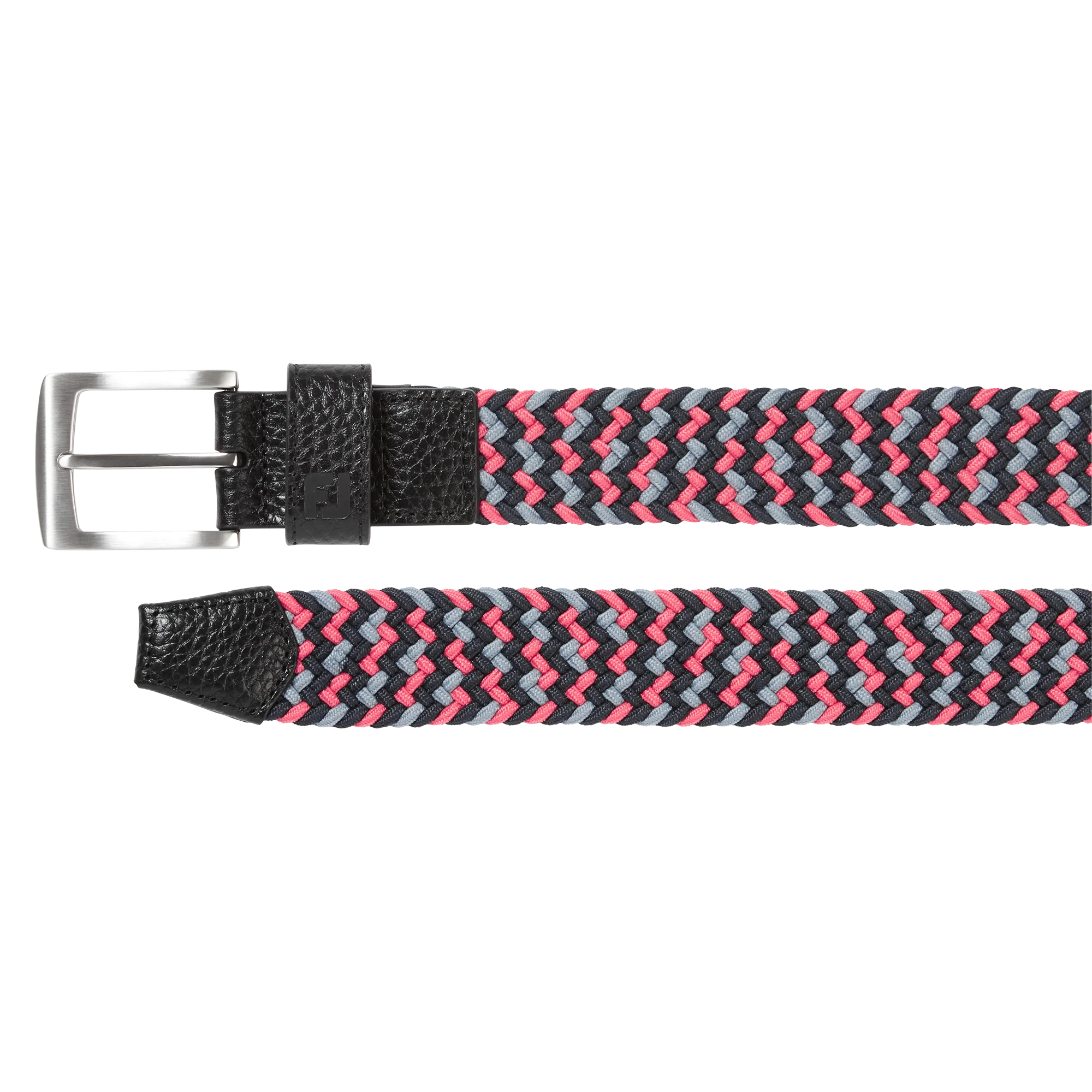 2025 FootJoy Men's Braided Belt - Black/Flint/Hibiscus