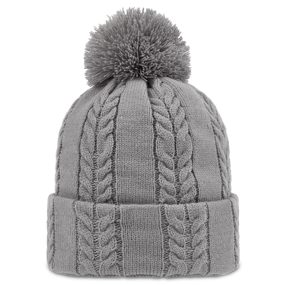 2024 FootJoy Cable Knit Bobble Hat - Grey