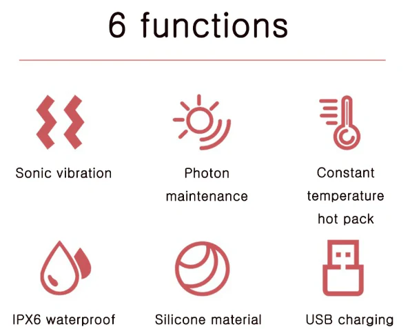 Glowpure – Limpiador facial eléctrico con luz LED y tecnología de calor a 42 °C | Dispositivo de cuidado de la piel de silicona con vibración sonora