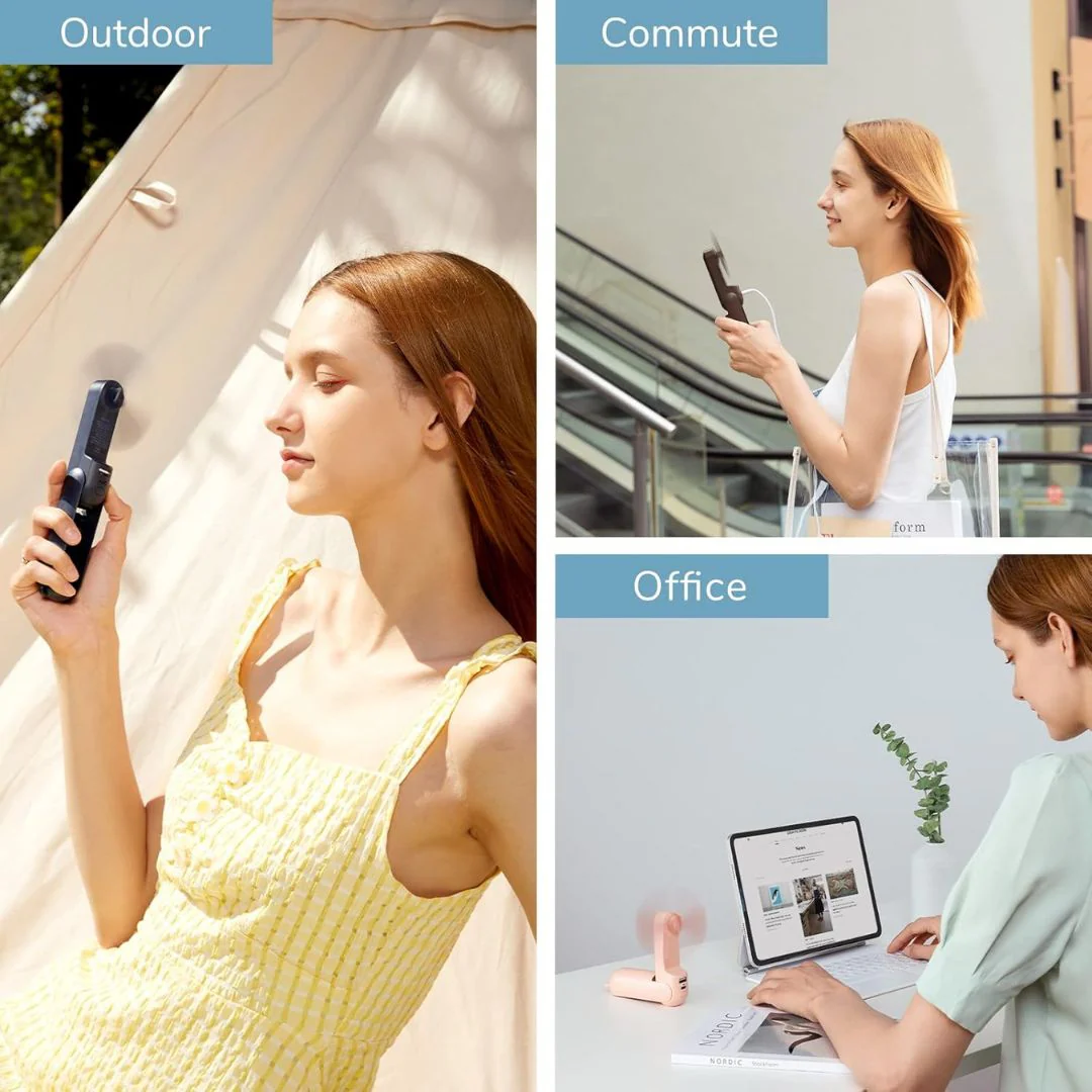 Ventilador Mini de Viaje 3 en 1 BreezyGo con LED y Alimentación USB