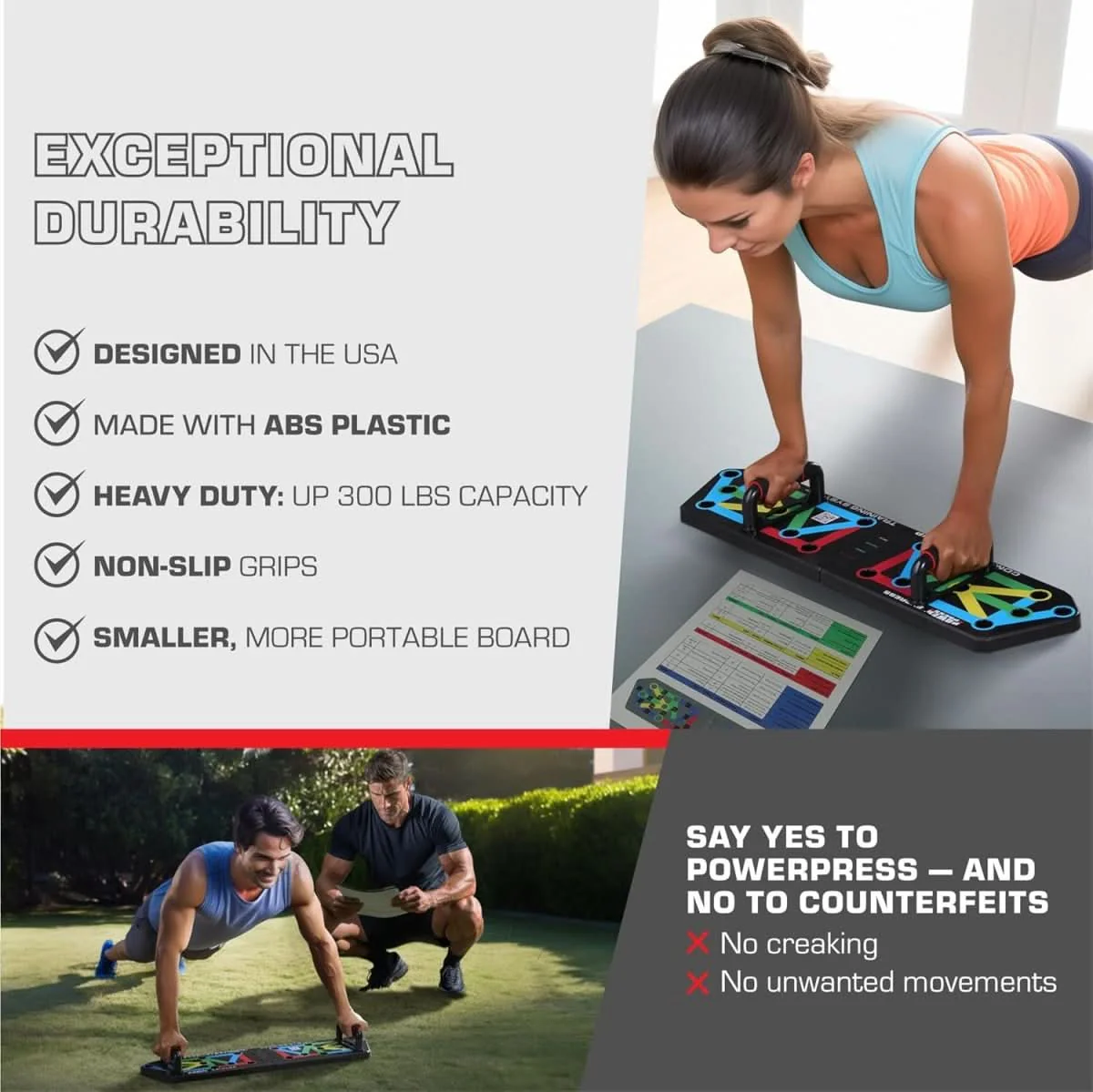 FlexIFit – Tabla de empuje plegable con 30 posiciones de entrenamiento para un entrenamiento muscular específico