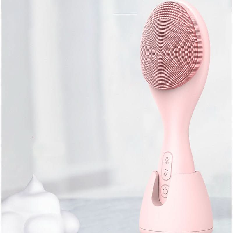 Glowpure – Limpiador facial eléctrico con luz LED y tecnología de calor a 42 °C | Dispositivo de cuidado de la piel de silicona con vibración sonora
