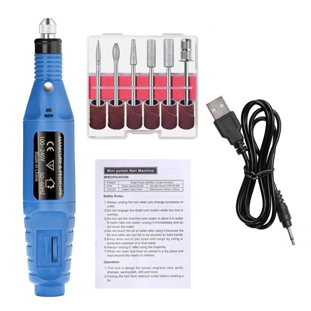 ProNail Expert – Set eléctrico 6 en 1 para el cuidado de uñas para manicura y pedicura