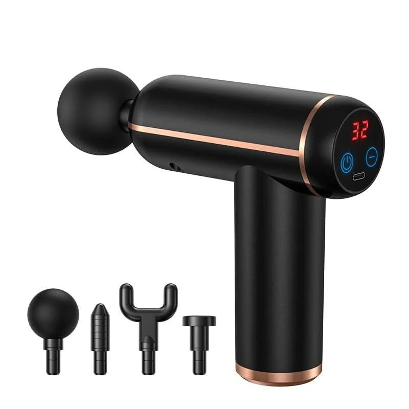 MassageGun Pro – Pistola de masaje portátil con 4 accesorios para una regeneración muscular efectiva
