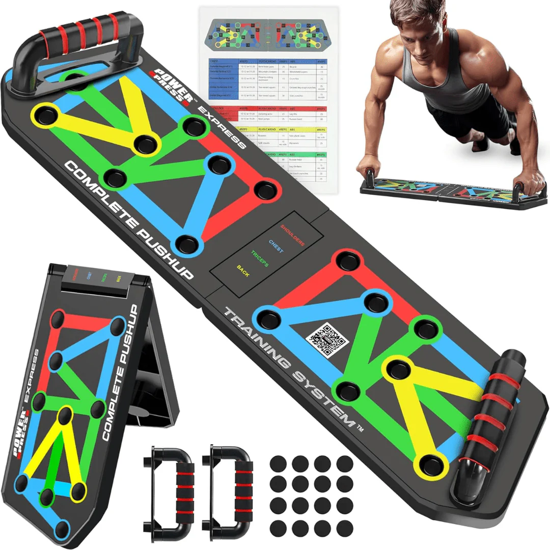 FlexIFit – Tabla de empuje plegable con 30 posiciones de entrenamiento para un entrenamiento muscular específico