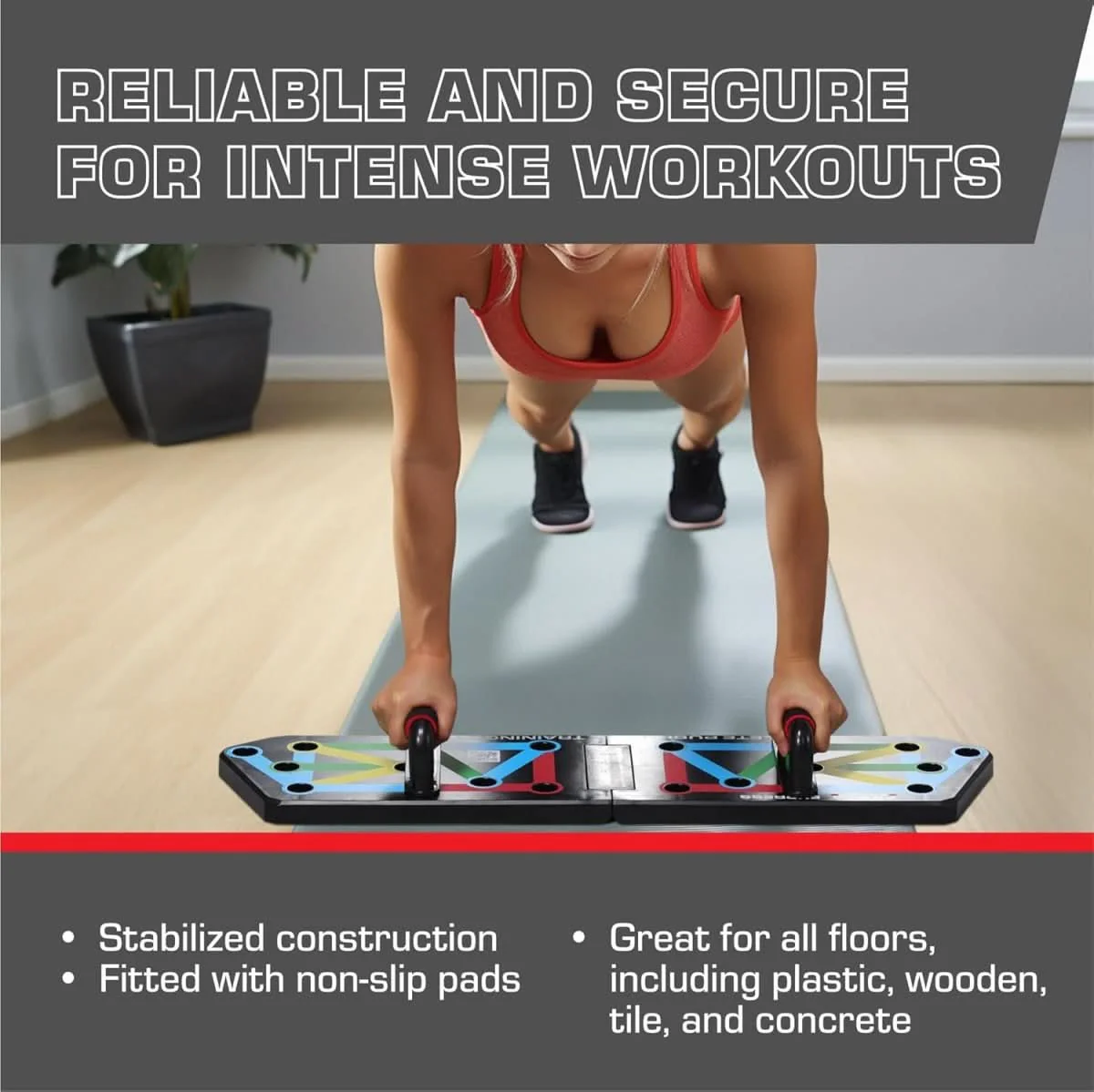 FlexIFit – Tabla de empuje plegable con 30 posiciones de entrenamiento para un entrenamiento muscular específico