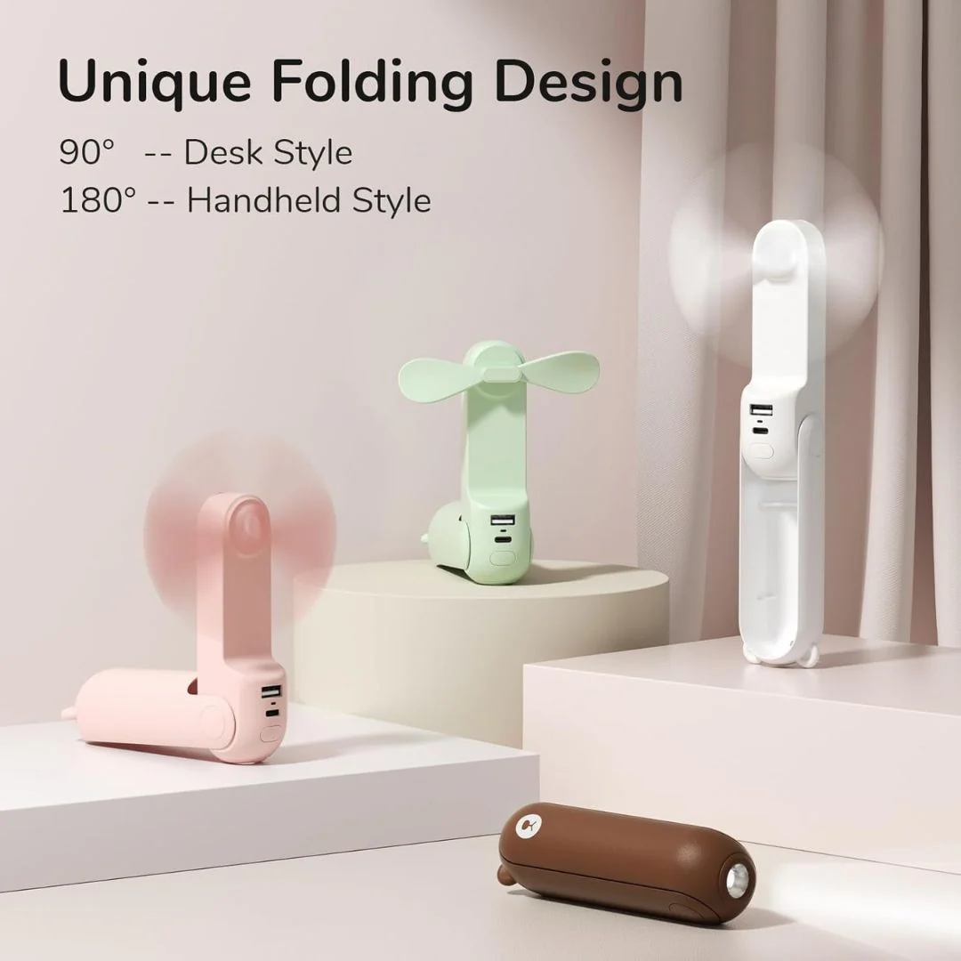 Ventilador Mini de Viaje 3 en 1 BreezyGo con LED y Alimentación USB