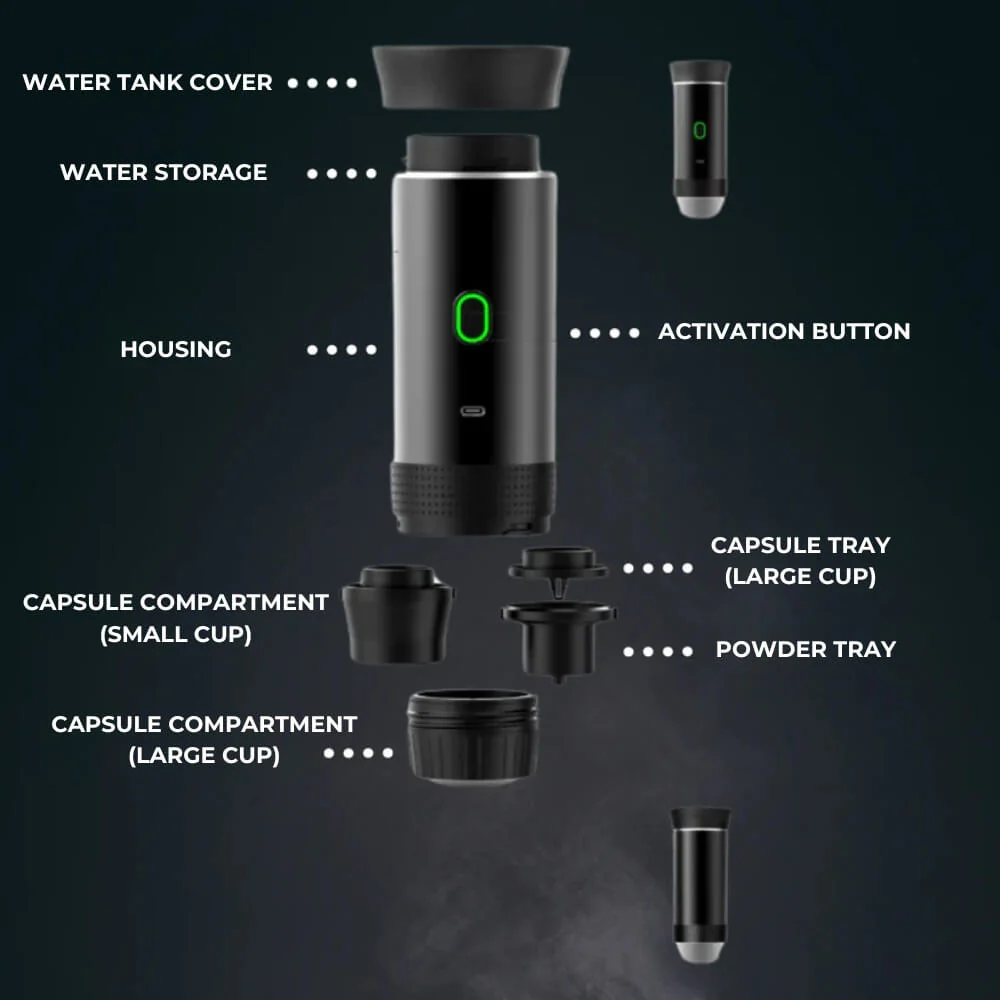 Cafetera portátil 3 en 1: espresso, capuchino, goteo