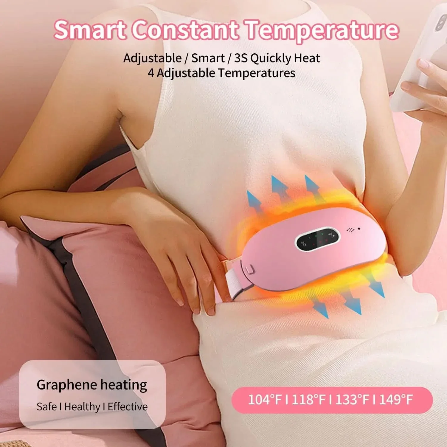 Relaxease Almohadilla Portátil de Masaje y Calefacción – Alivio para Menstruación y Dolor Abdominal con Calor de Grafeno y Masaje Vibratorio