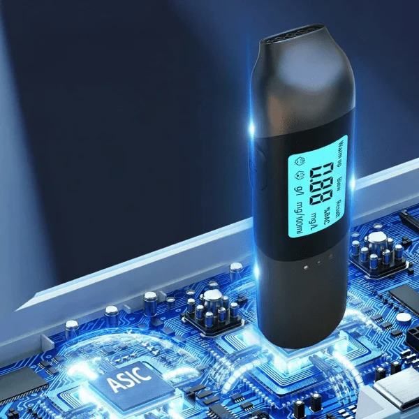 BREATHCHECK – Alcoholímetro instantáneo con carga USB y resultados en 3 segundos