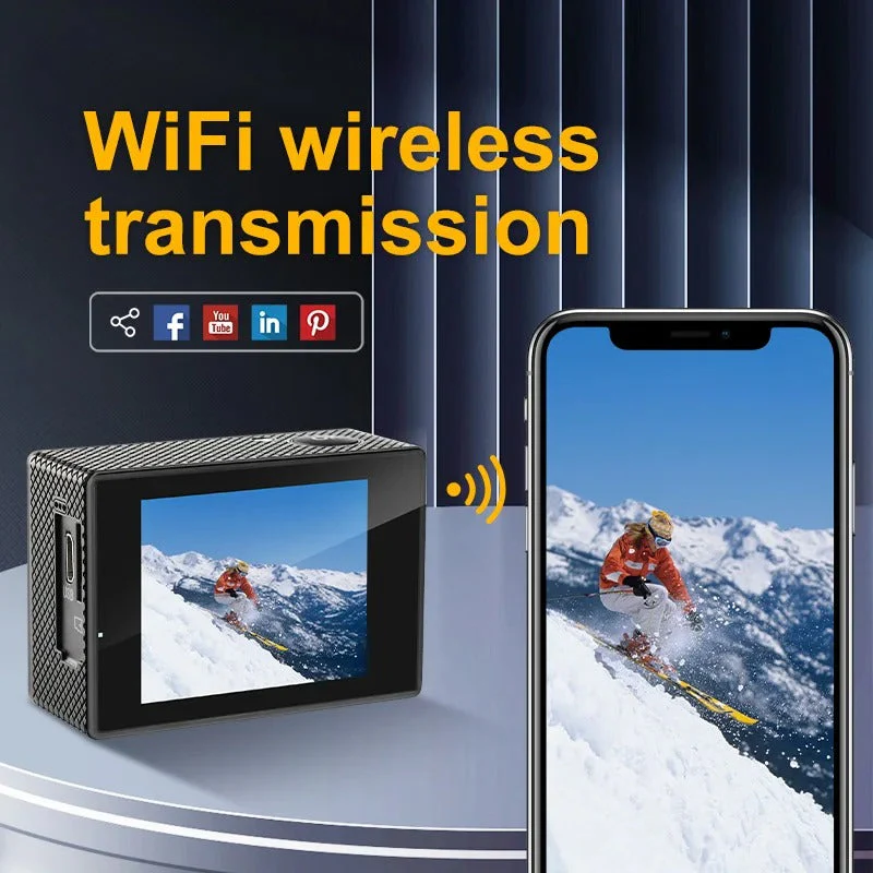 Cámara de acción AstraVoy 4K con WiFi, impermeable para vlogging