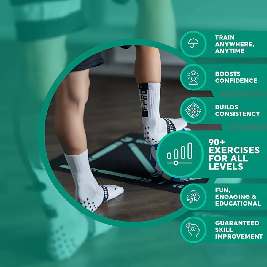 FootMaster Alfombra de entrenamiento de fútbol antideslizante – Perfecta para un entrenamiento efectivo en casa