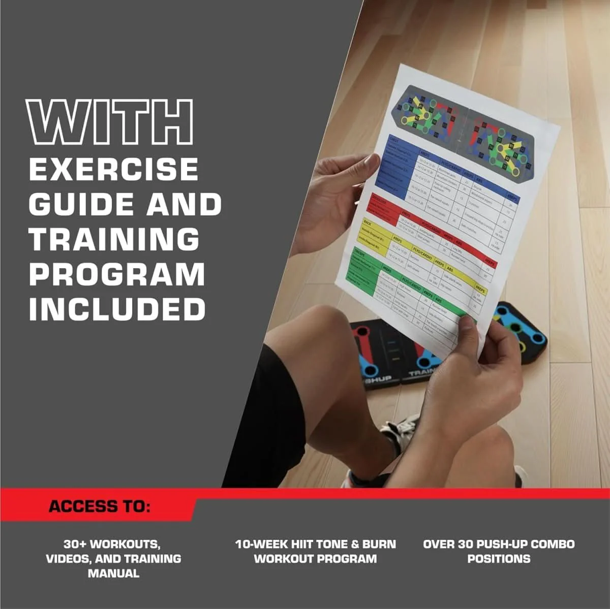 FlexIFit – Tabla de empuje plegable con 30 posiciones de entrenamiento para un entrenamiento muscular específico