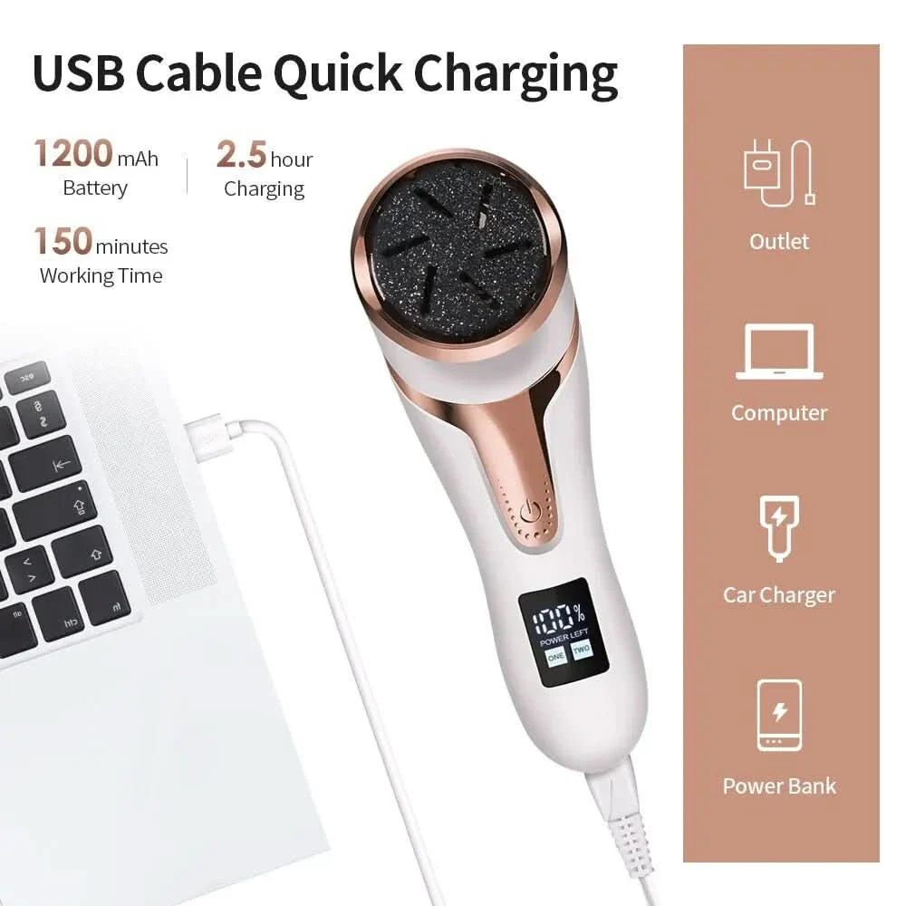 Kalluscare dispositivo para el cuidado de los pies – Eliminador recargable de callos para pies sedosamente suaves