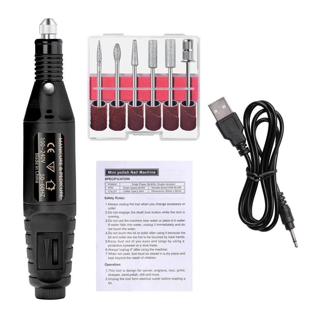 ProNail Expert – Set eléctrico 6 en 1 para el cuidado de uñas para manicura y pedicura