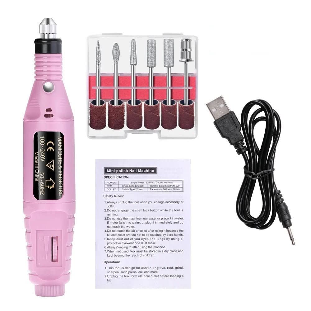 ProNail Expert – Set eléctrico 6 en 1 para el cuidado de uñas para manicura y pedicura