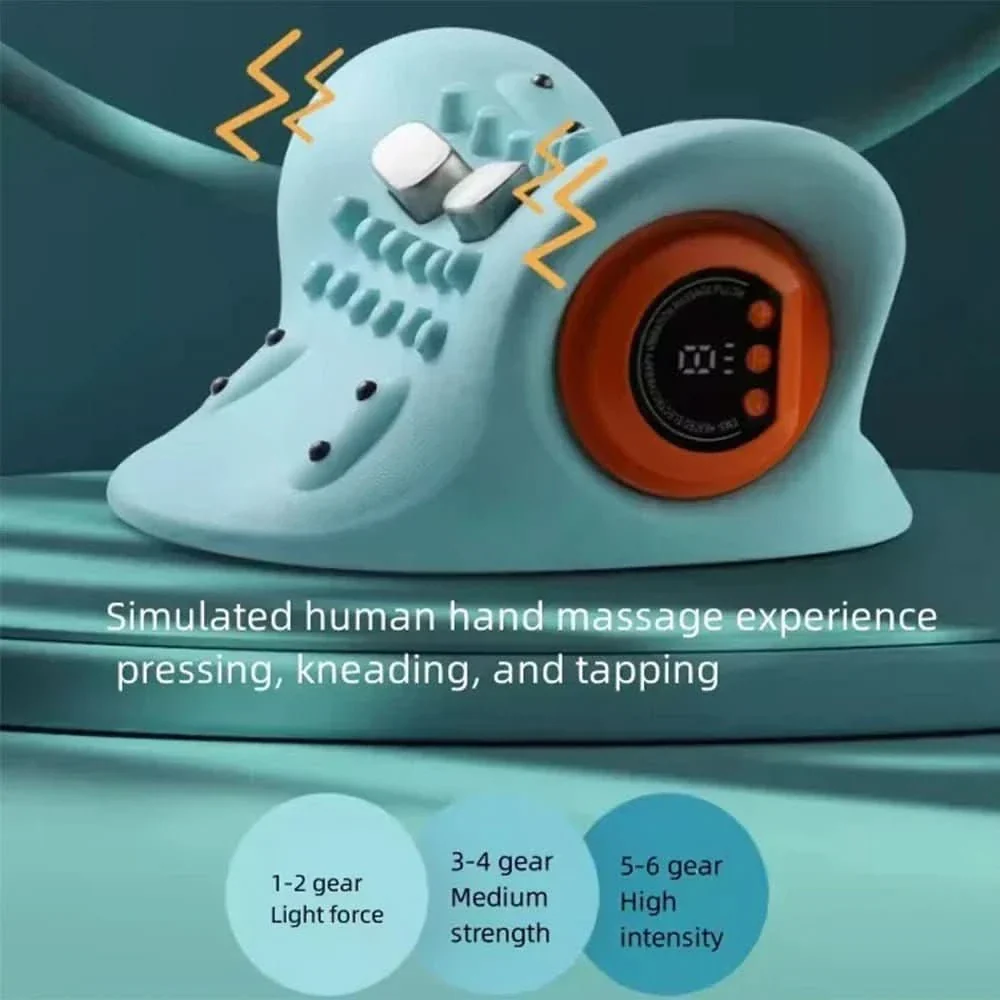 Flexease Masajeador de Cuello – Dispositivo de Masaje Cervical EMS con Acupresión y Tracción para Alivio del Dolor