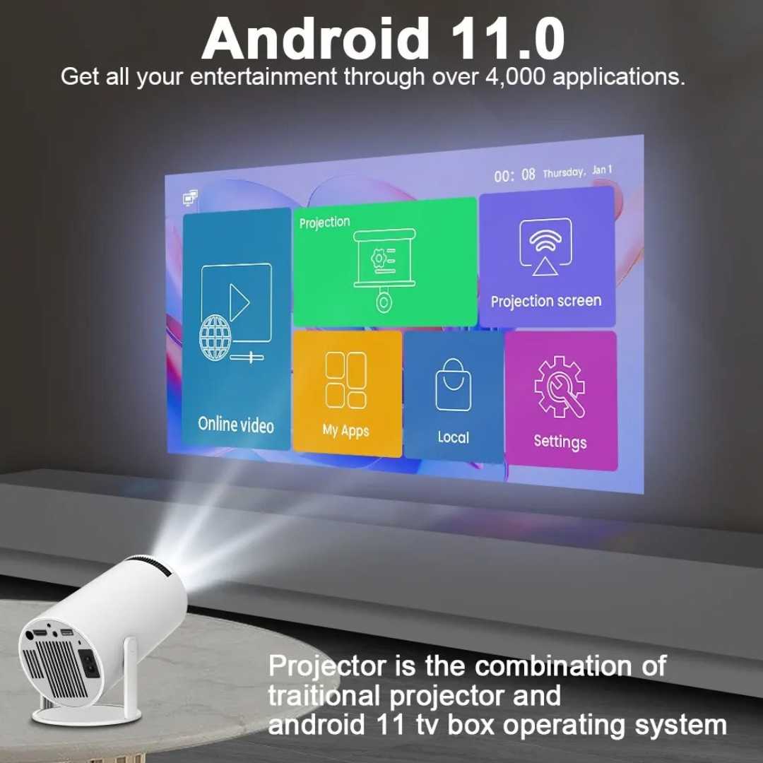 Proyector Aurelux Android 11 WiFi 6 720p Cine en Casa