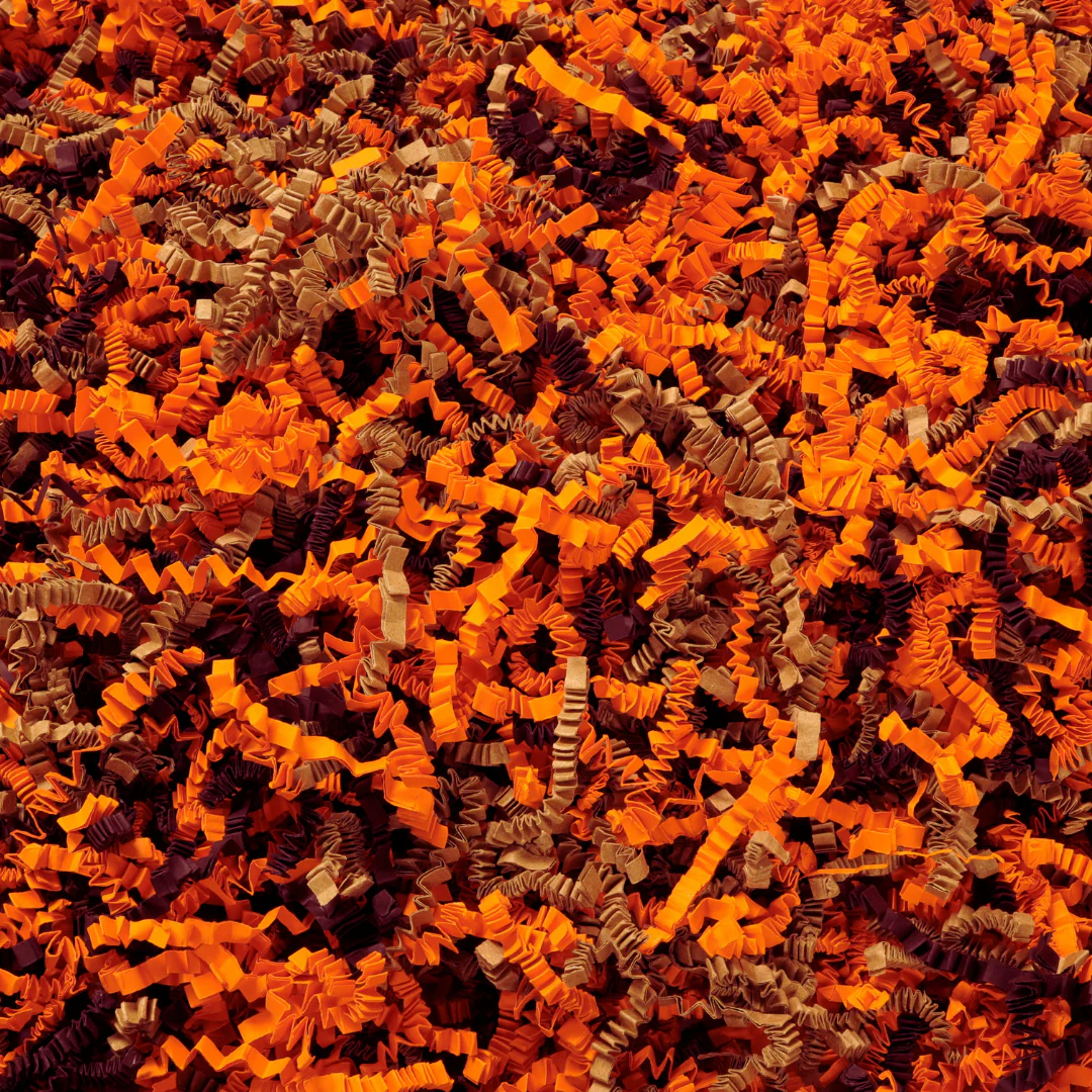 Halloween Crinkle Paper Mix �C Chocolate, Orange and Kraft | Shredded Paper for Gifts