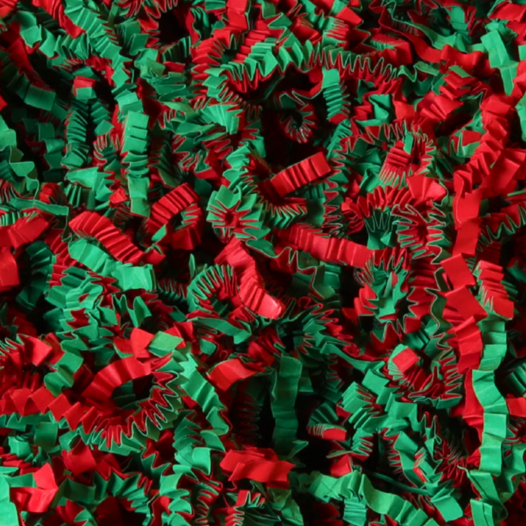 Christmas Crinkle Paper | Premium Crinkle Cut Shredded Paper for Holiday Gifts & Packaging