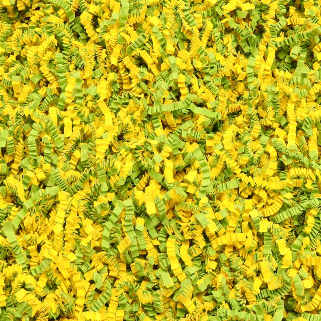 Mixed Yellow & Green Crinkle Paper | Premium Crinkle Cut Shredded Paper for Gifts & Packaging