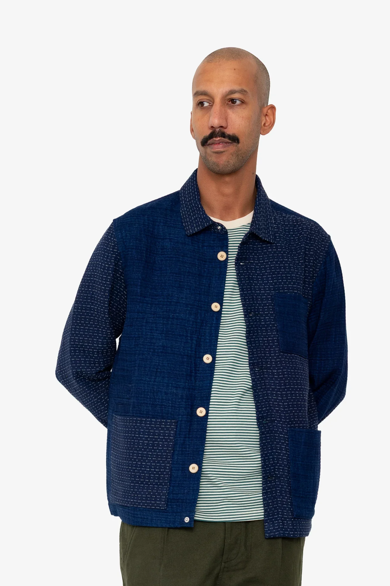 ASSEMBLY JACKET - INDIGO WAFFLE PATCHWORK