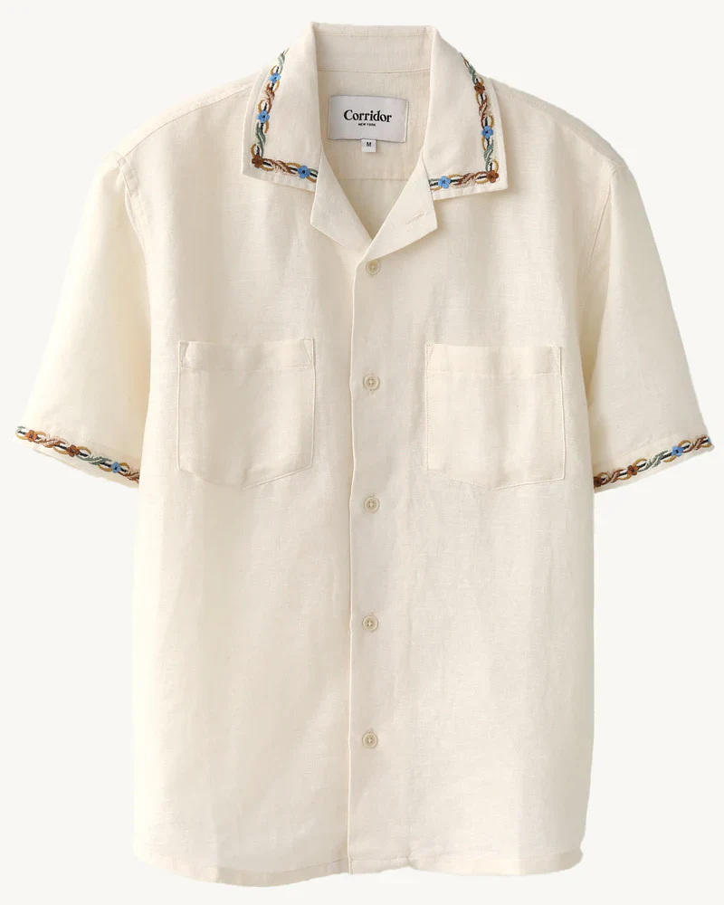 ROSE CHAIN EMBROIDERED SS SHIRT