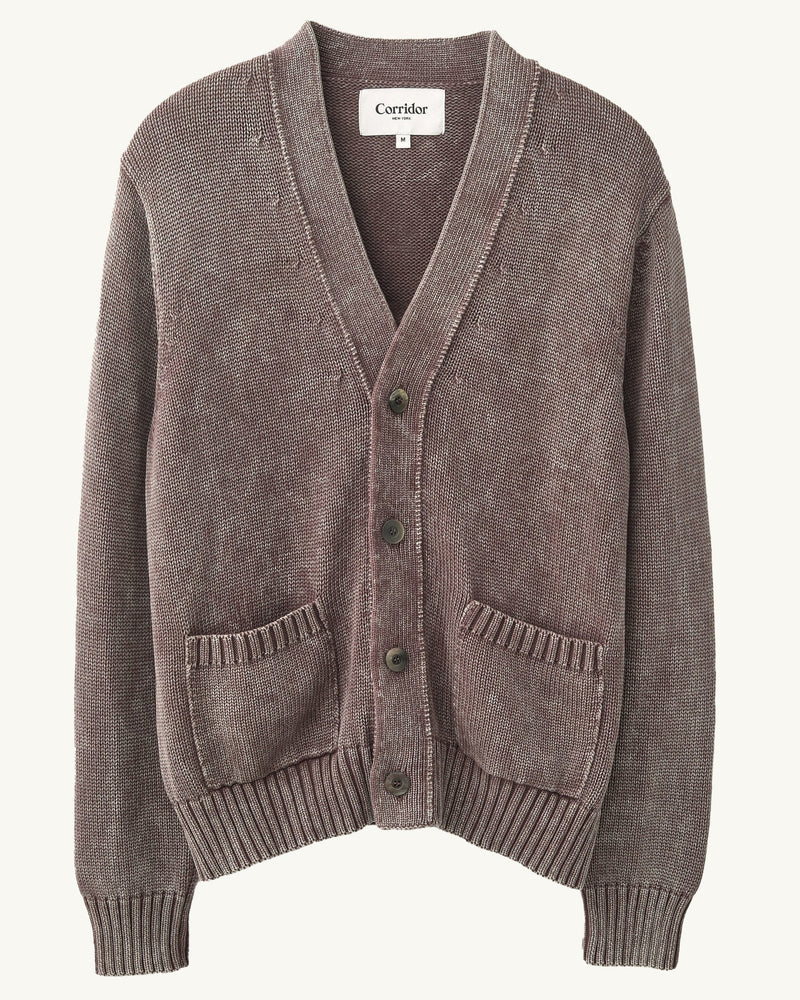 ACID WASH CARDIGAN - PURPLE