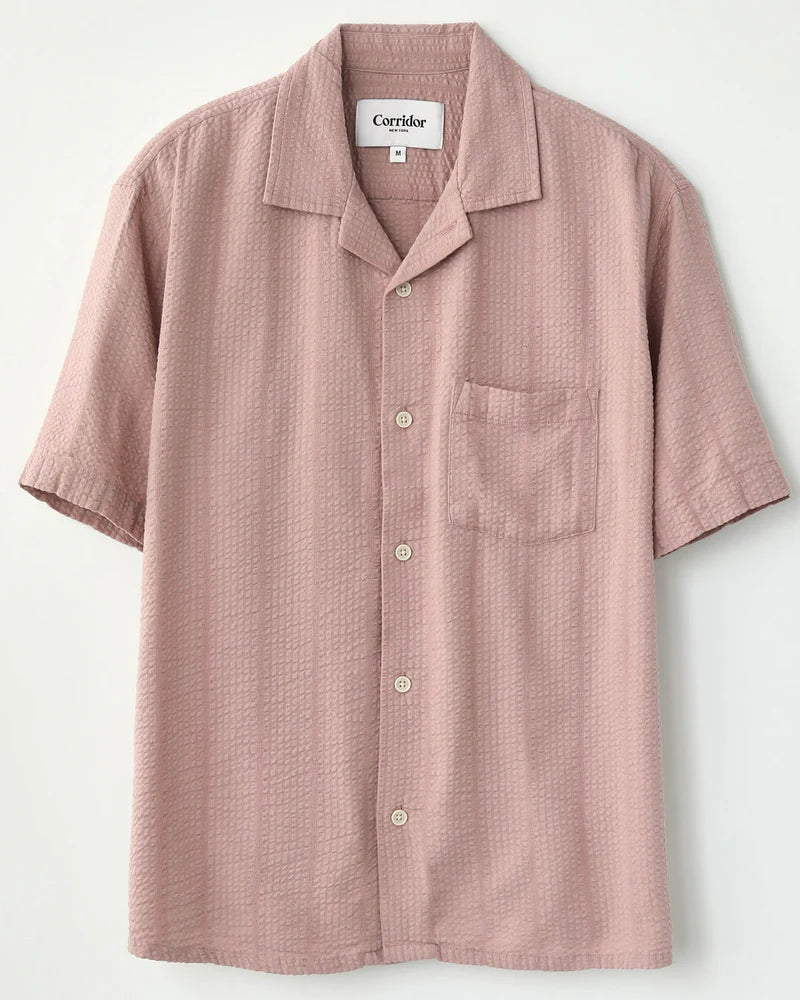STRIPED SEERSUCKER SHIRT - PINK