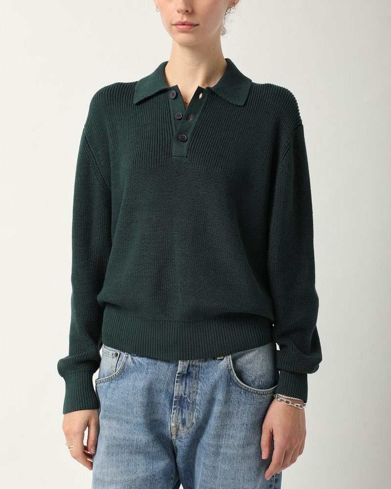 LS SLOUCHY POLO - GREEN