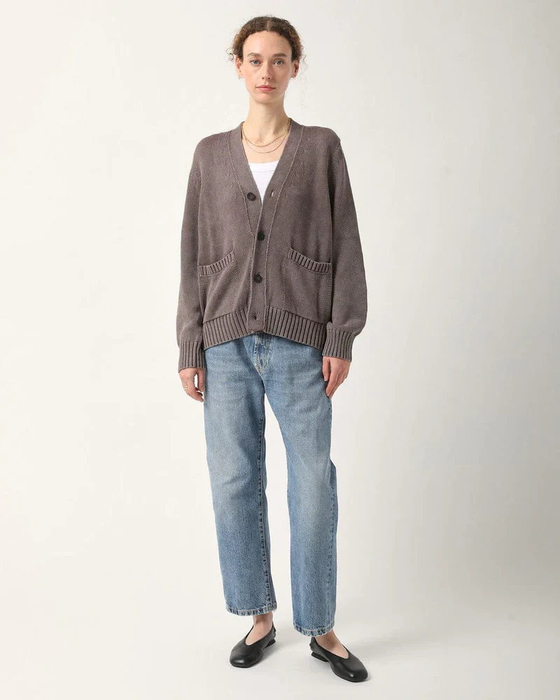 ACID WASH CARDIGAN - PURPLE