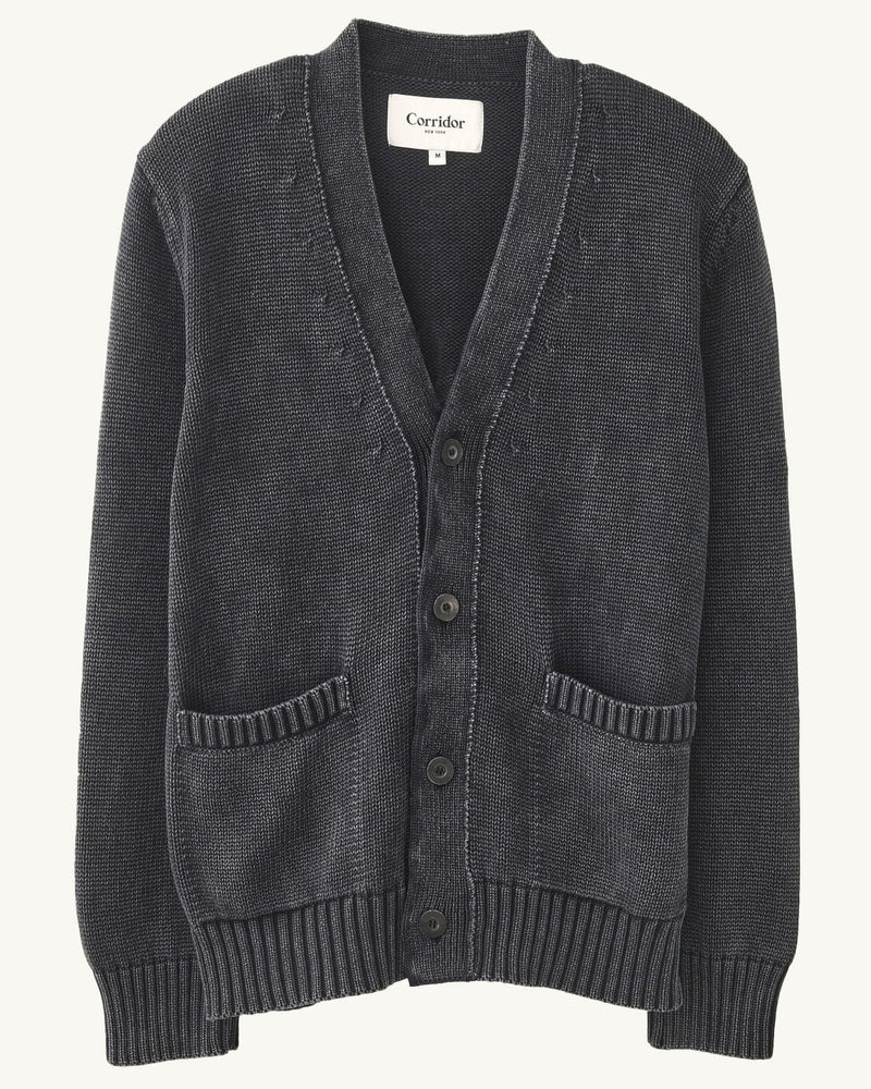 ACID WASH CARDIGAN - BLACK