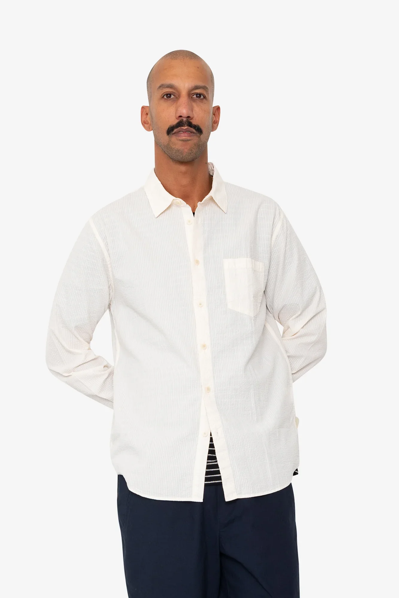 RELAXED FIT SHIRT - ECRU SEERSUCKER