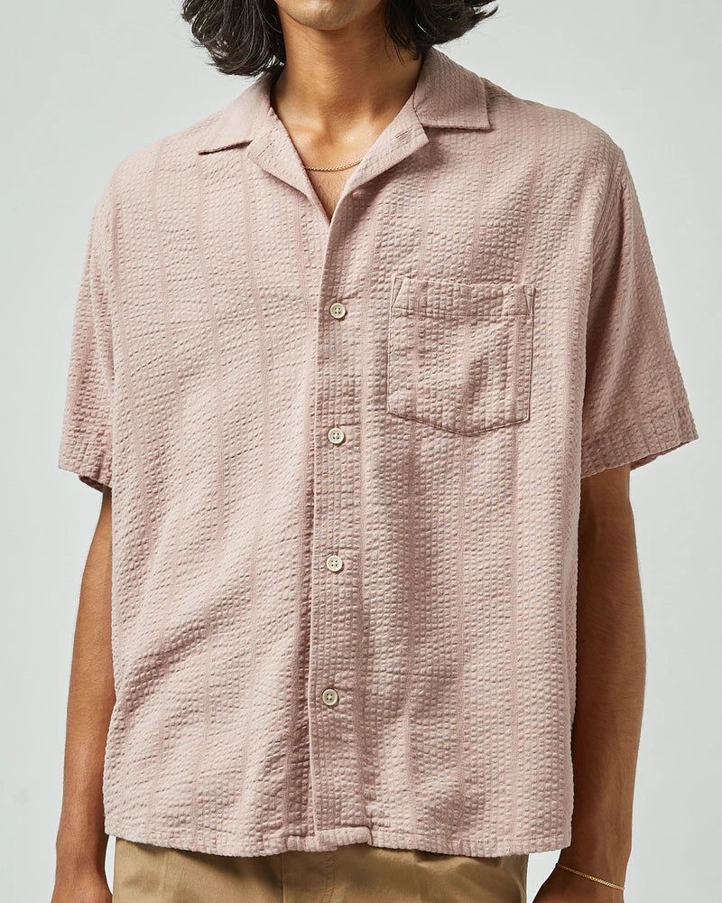 STRIPED SEERSUCKER SHIRT - PINK