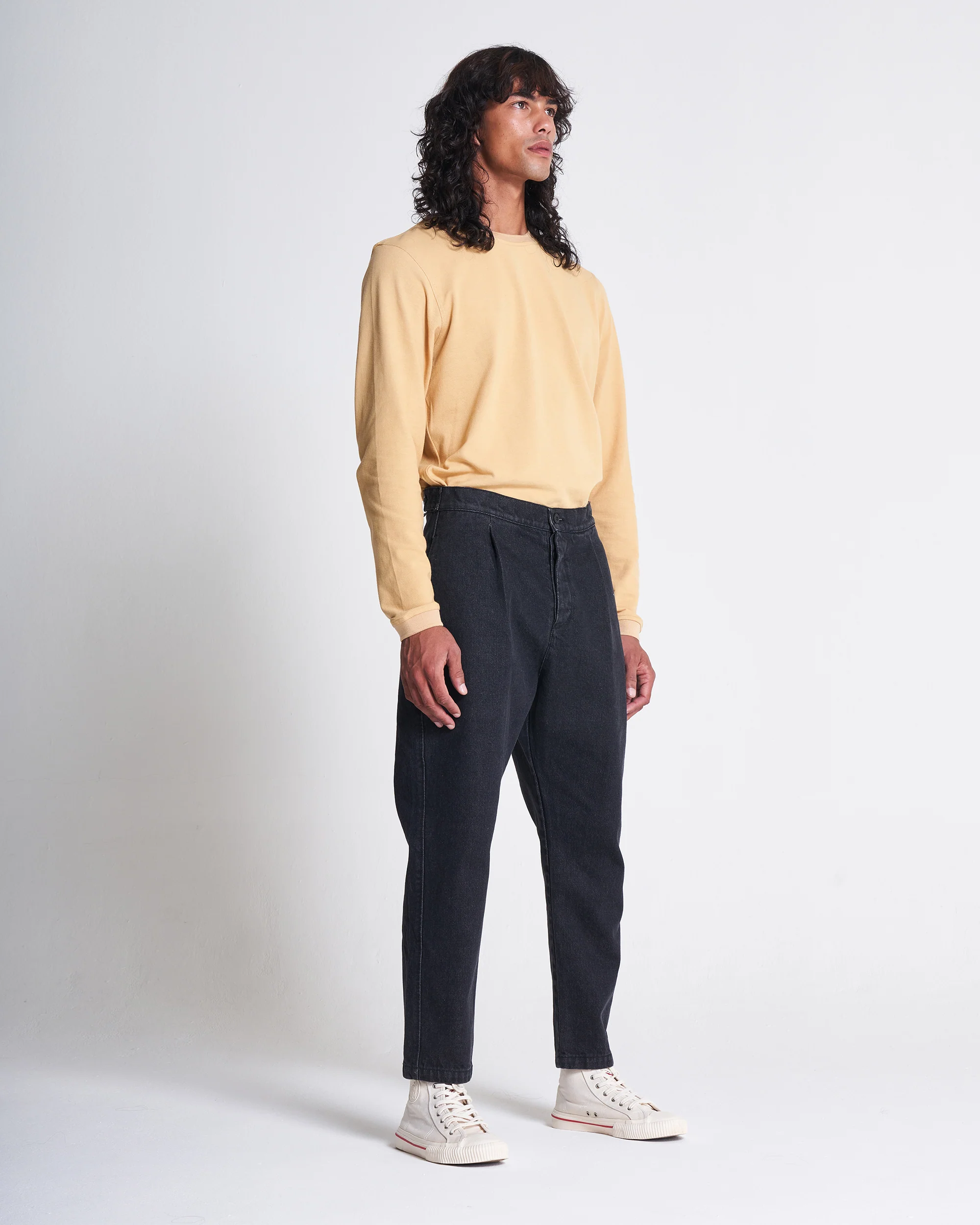 COTTON WEEKEND TROUSER - RINSED BLACK