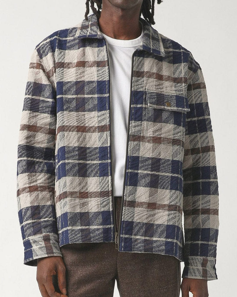 JACQUARD PLAID ZIP JACKET