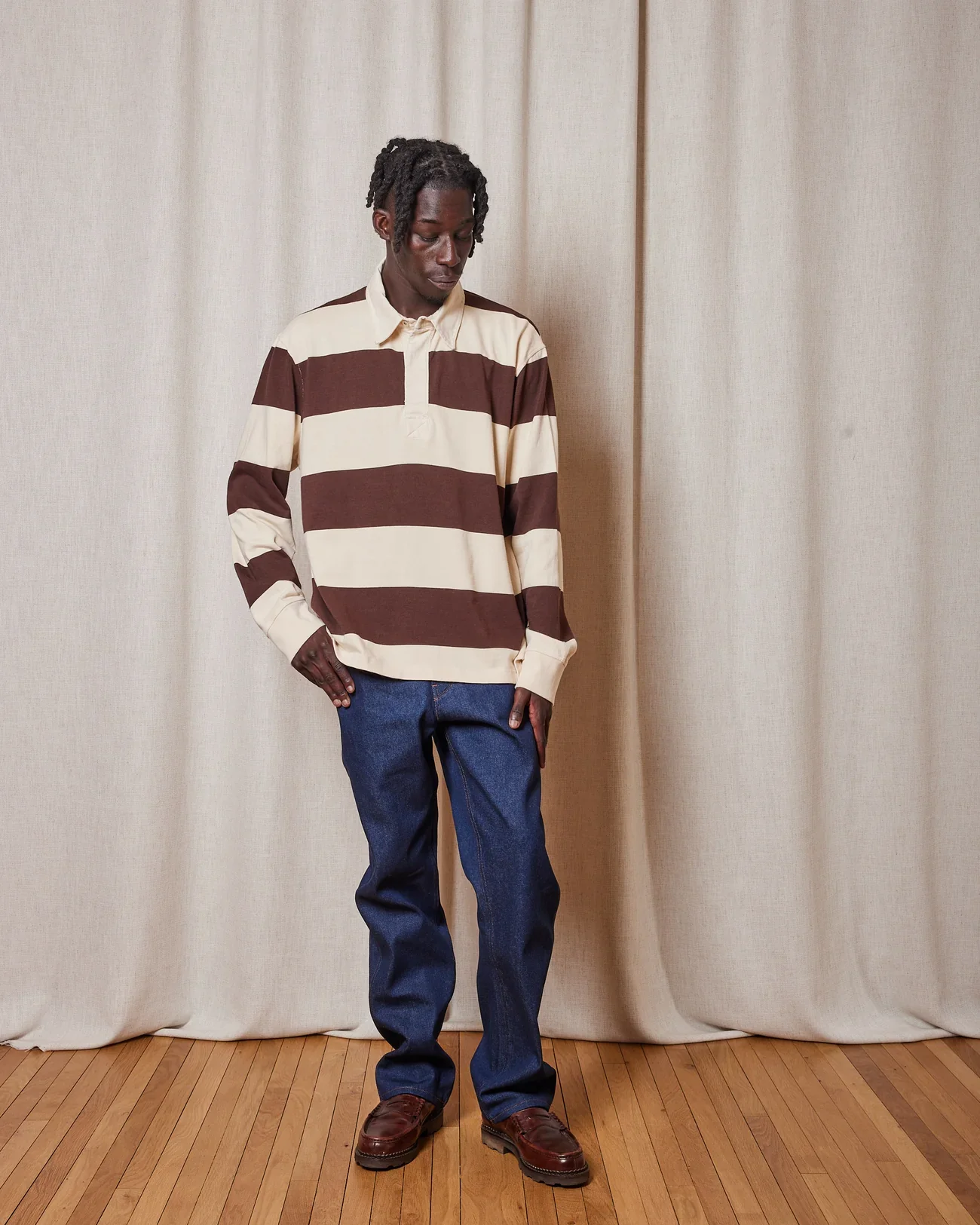 JONAH RUGBY SHIRT - BROWN STRIPES